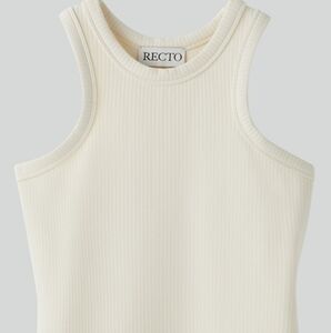 Cream Ribbed Sleeveless Fitted Tank Top